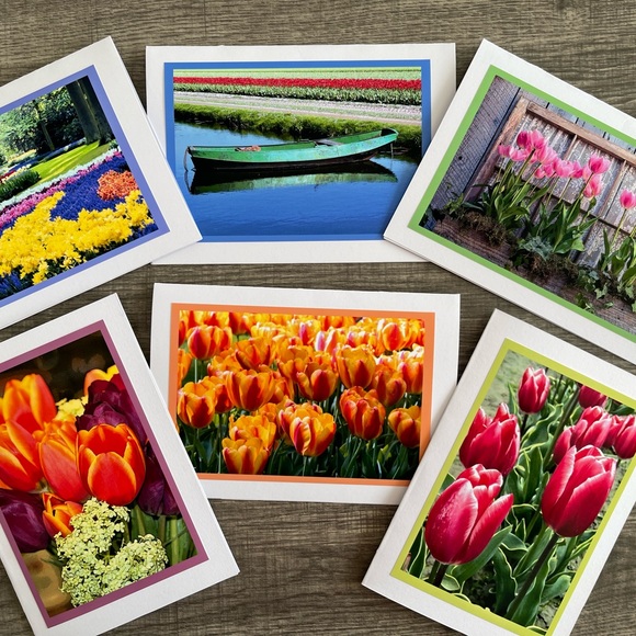 Six 5x7 Blank Tulip Photo Greeting cards - Picture 1 of 7